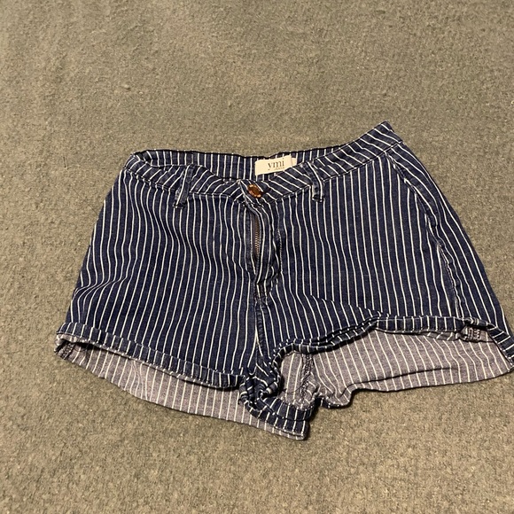 Blue and White Striped Shorts - Picture 1 of 2